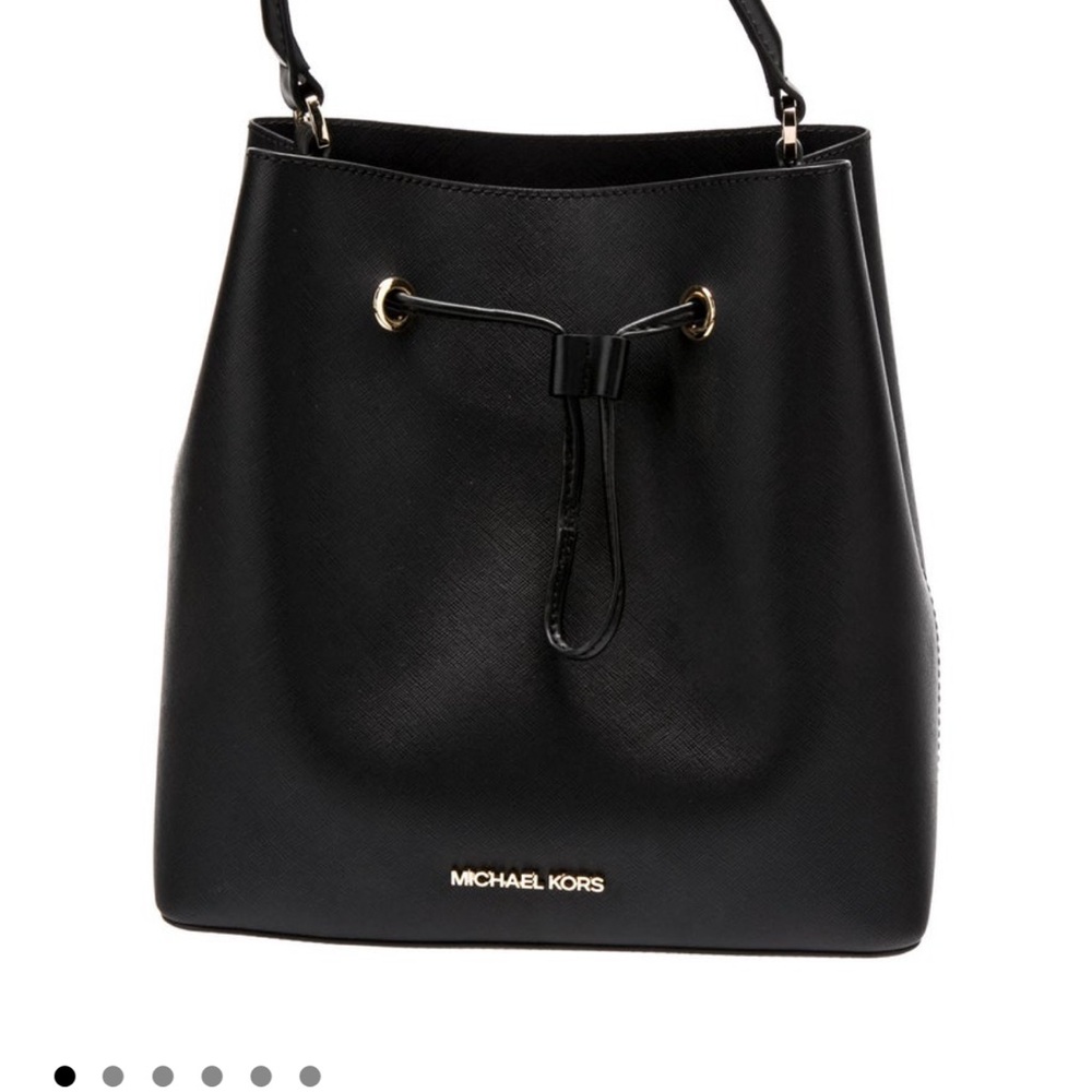 !!Like New!!Michael Kors Black Shoulder Bag with Drawstring Closure and Strap!